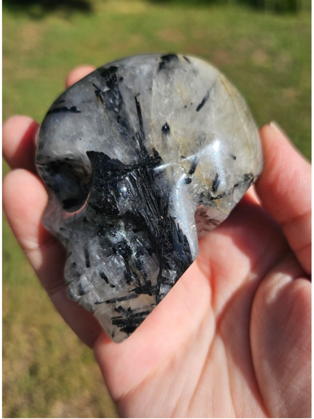 Black tourmaline skull 3 in